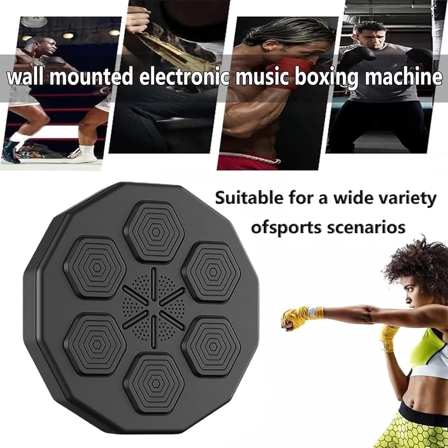 Music Boxing Machine, Smart Boxing Training Gym Equipment Punching Machine, Wall Mount Electronic Boxing Trainer Pad for Home Workout Stress Relief