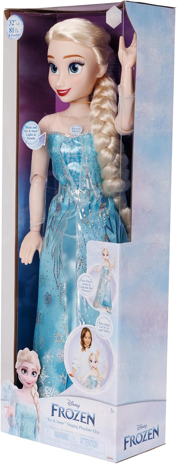 Disney Frozen Elsa Doll, 100 Ice Powers, Light Up & Music Sounds, Stands 32 Inches Tall, Sings 'Let It Go', Great for Girls