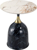 LeisureMod Oslo Modern Round Side Table with Elegant Sintered Stone Top and Sculptural Stainless Steel Pedestal Base, Chic Accent End Table for Living Room, Home or Sofa, Stone Black