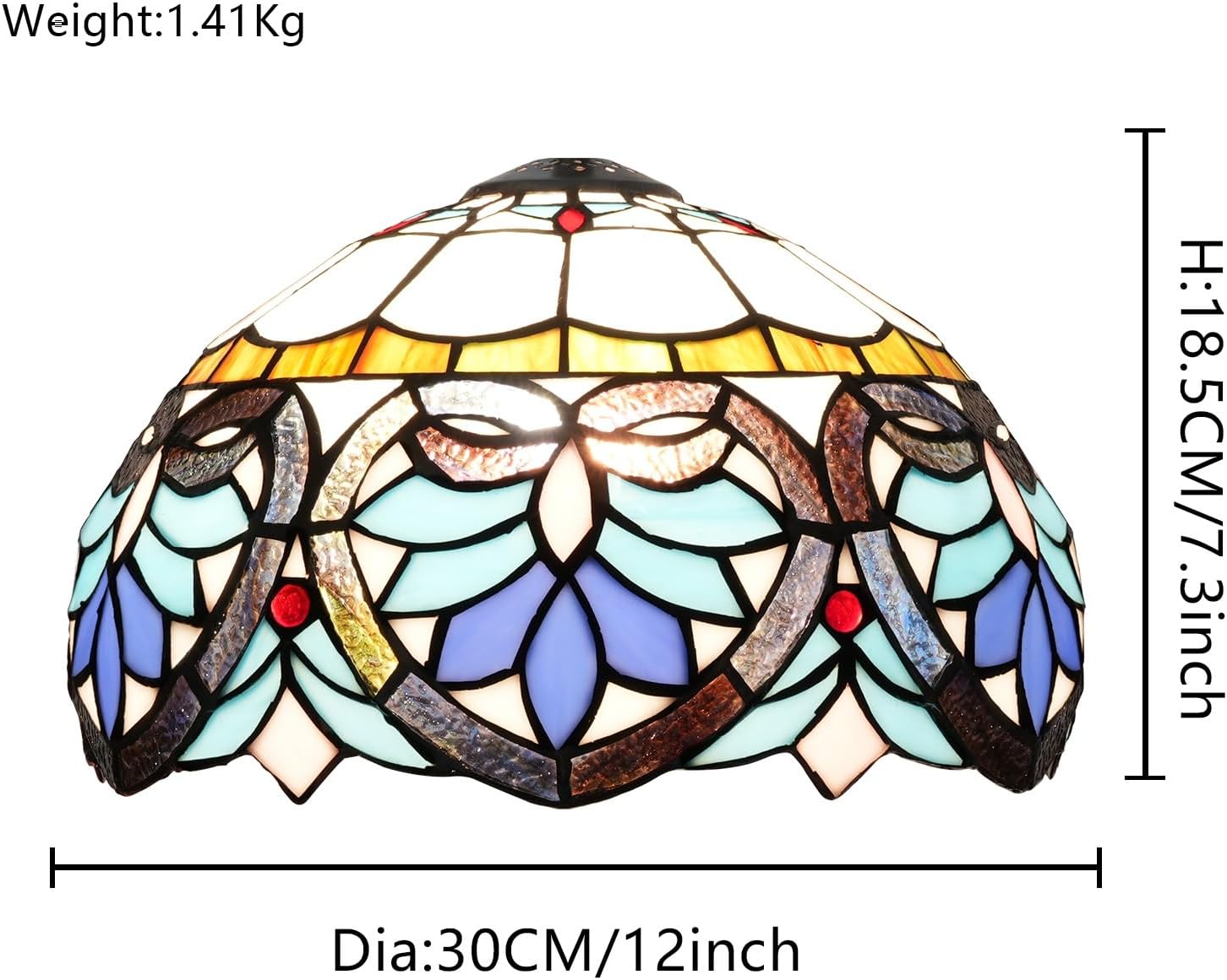 Tiffany Style Lamp Shade, 12 Inch Blue Love Heart Stained Glass Lamp Shade Replacement Pastoral Lamp Cover Accessories Fit for Table Lamp Pendant Light Ceiling Light