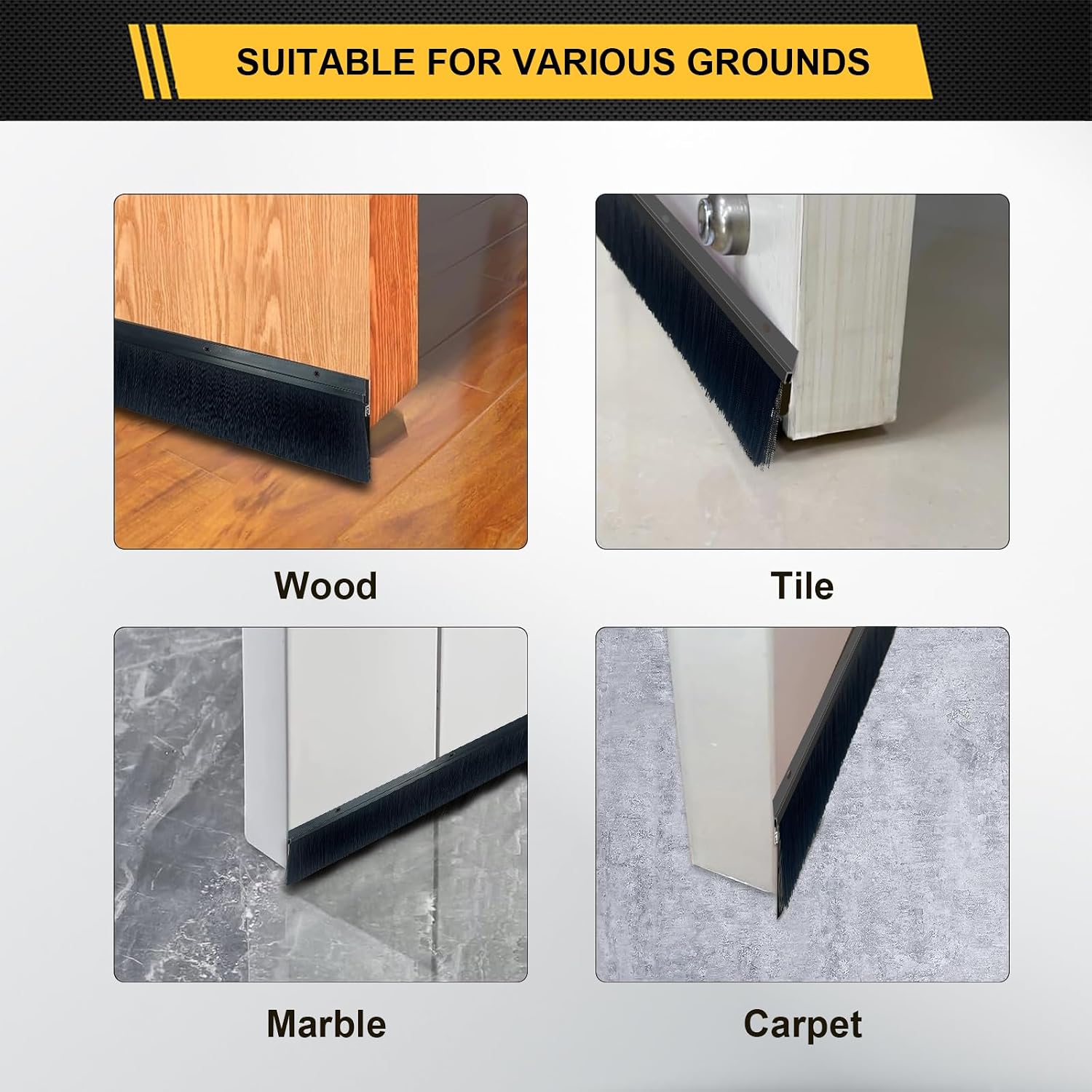 12-Pack Garage Door Brush Seal – Cepia Black Bottom Sweep – Roll-Up Door Stripping, 2.80' Wide x 39.3' Long, Aluminum Alloy Base, Ideal for Exterior Doors and Industrial Use (472.4 in / 1200 cm)