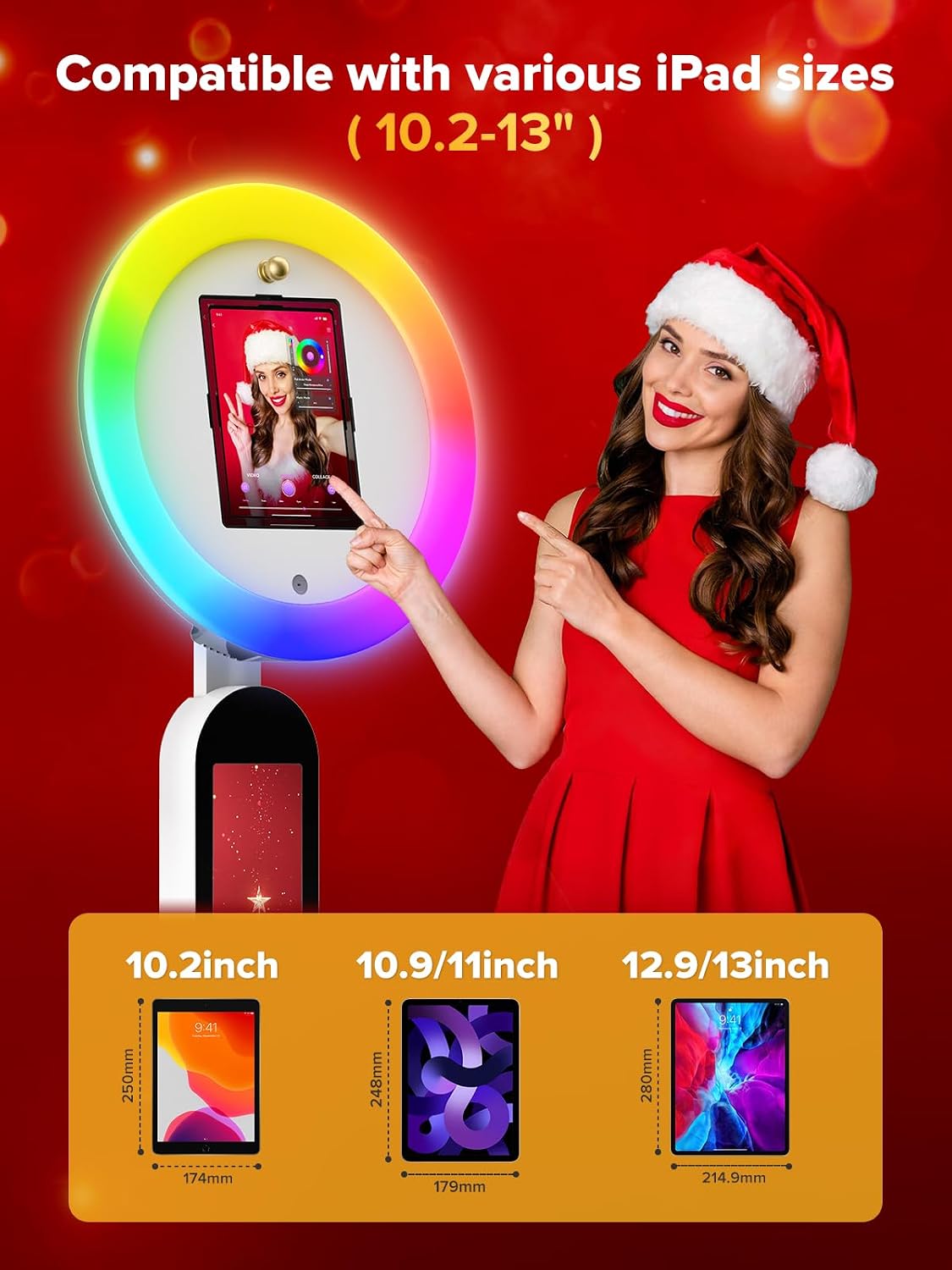 Portable Photo Booth, Photo Booth Shell Stand Provide Cyratok PhotoBooth Software,Flight Case,Free Custom Logo,Selfie Booth Machine Photo with Any Ipad Perfect for Parties Wedding Events Rental