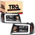 TRQ Performance Driver and Passenger Side Headlight Assembly Set Black Housing Clear Lens Compatible with 01-11 Ford Ranger