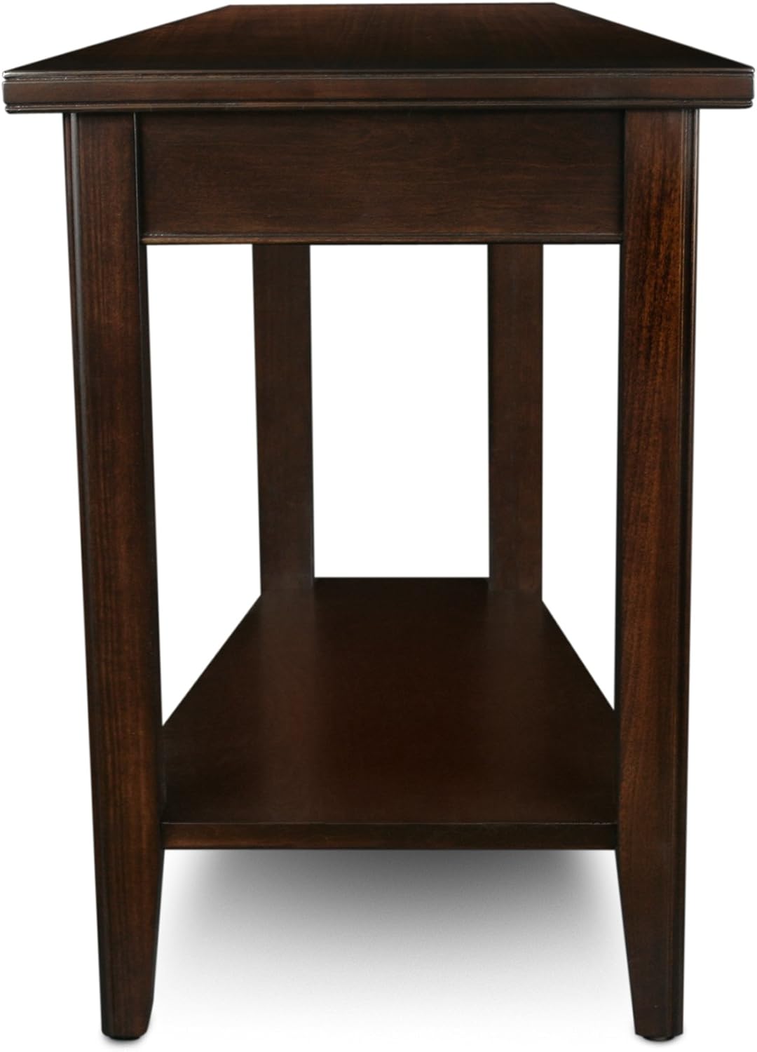 Laurent Solid Wood Recliner Wedge End Side Table with Shelf, Chocolate Cherry Brown, Perfect for Living Rooms, Bedrooms, and Small Spaces – Leick Home, 10502