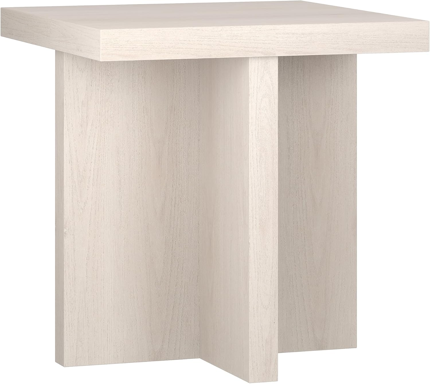 Henn&Hart 22' Scandinavian Square Wooden End Table, Side Table, Nightstand with X-Base for Living Room, Office, Family Room, or Bedroom, Beech White