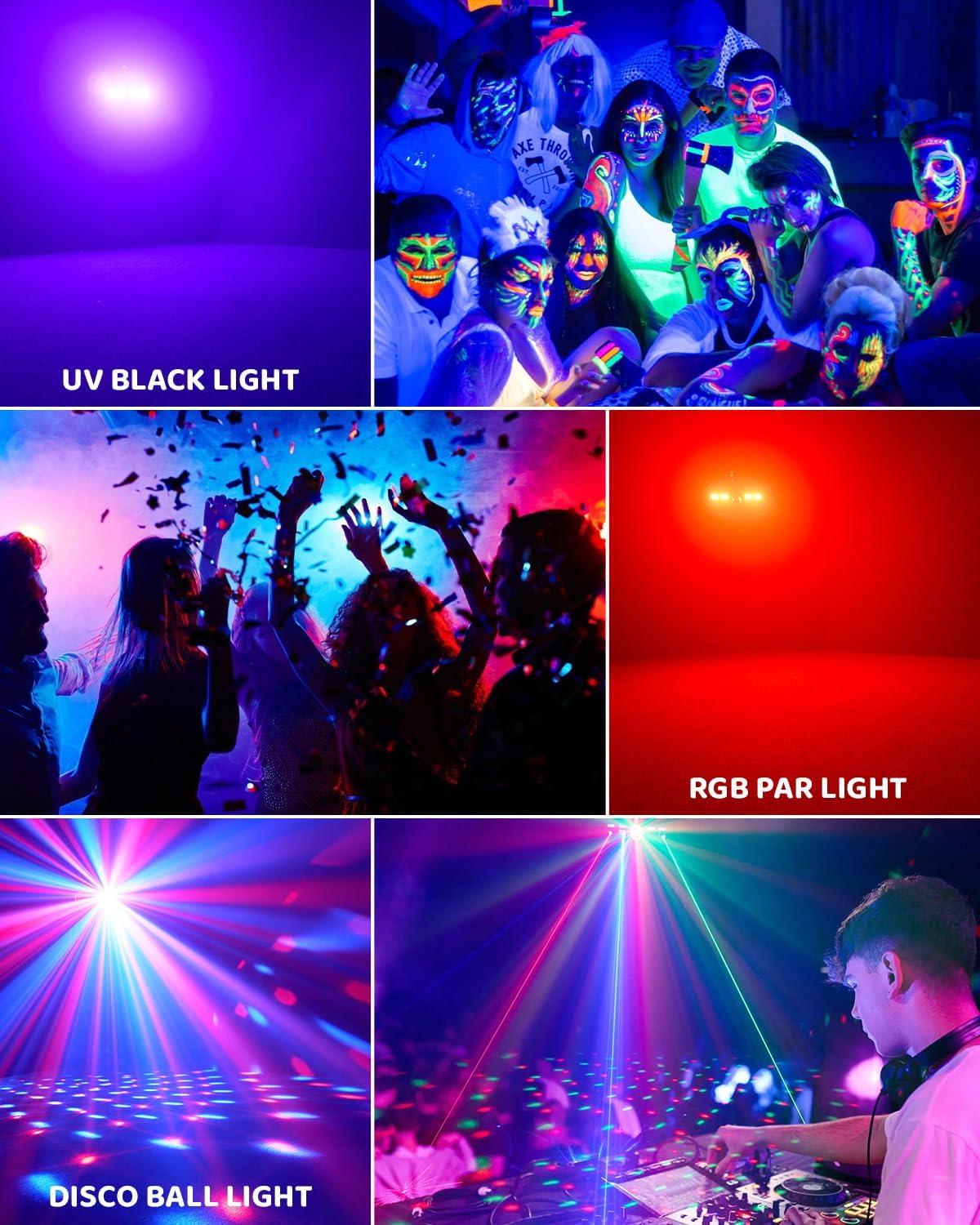 Telbum DJ Lights with Stand, 7 in 1 DJ Light for Party, DMX & Sound Activated Laser Light Show, Disco Ball & UV Strobe Effect Stage Lights Package for Gig Bar Band Events Wedding Christmas