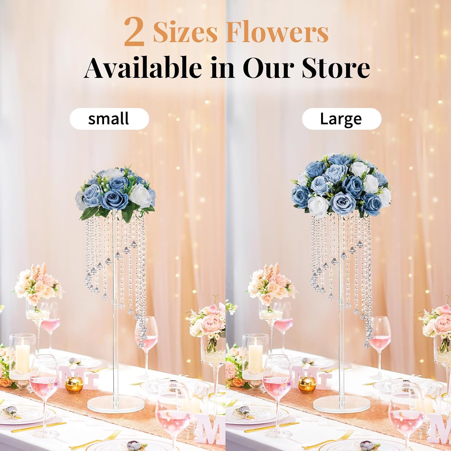 NUPTIO Artificial Flower Centrepieces for Tables - 10 Pcs Dusty聽Blue & White Fake Flowers Roses Balls 13.8in Diameter - Silk Faux Rose Arrangement for Wedding Party Centerpiece Table Decorations