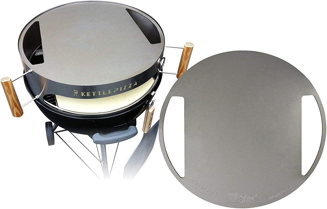 Made in USA KettlePizza Stainless Baking Steel - Steel Skillet/Lid for 22.5' Kettle Grills