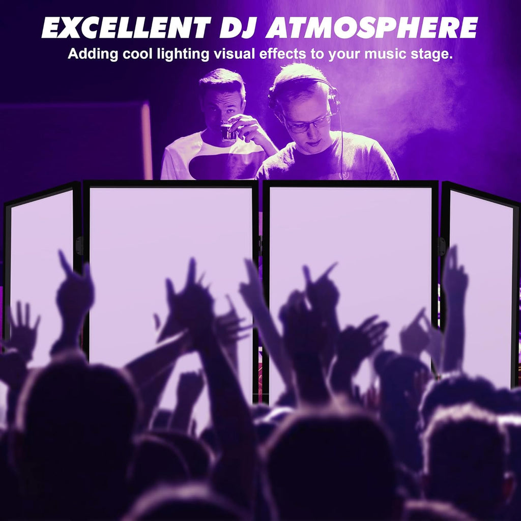 DJ Facade Booth, DJ Stand Portable Event Cover Screen with Foldable 4 Detachable Metal Frame Light Projector Display Scrim Panel Stand with Carry Bag for Party,Show,Gathering(White and Black)