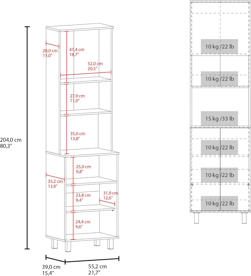 Tuhome Bombona Tall Kitchen Pantry Cabinet, 80.3' High Freestanding Pantry Storage with 6 Shelves, Open Appliance Station & Pull-Up Gas Spring Hutch Door, White