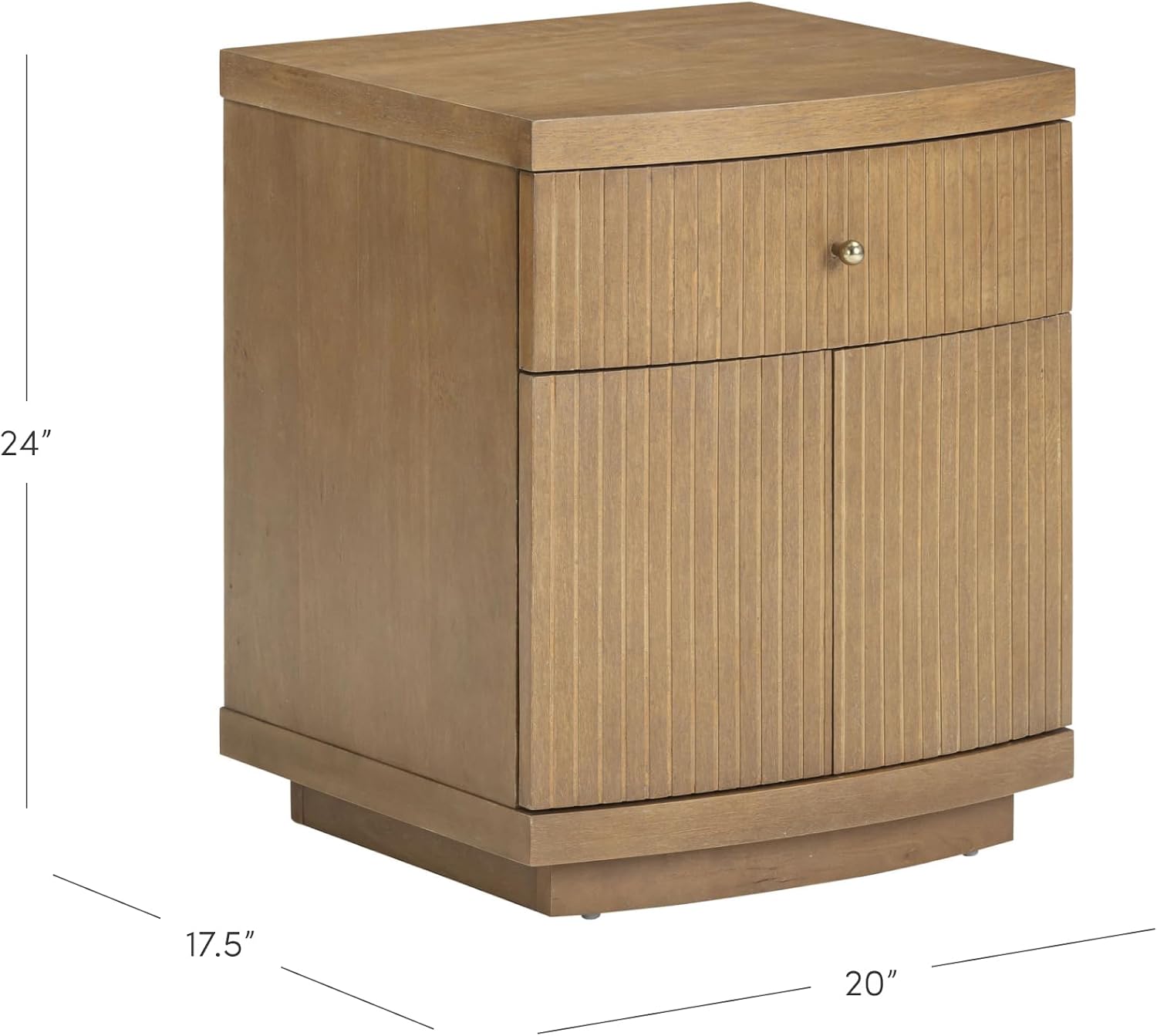 Nathan James Tambellini Mid Century Modern Nightstand, Bedside Table with Drawer and Cabinet Storage, Solid Wood Legs and Fluted Door Fronts, Light Brown