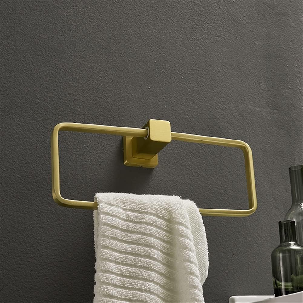 Bathroom Bath Towel Holder, Hand Towel Ring, Nordic Style Brushed Gold Towel Ring, Towel Rack, Towel Hanging, Wall Mounted Square Towel Bar