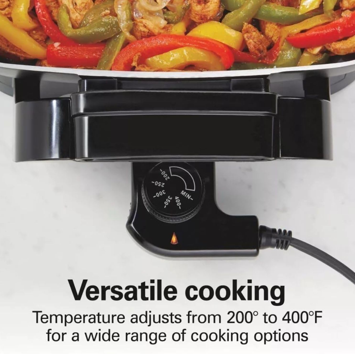 Hamilton-Beach 20.5' Durathon Ceramic Reversible Nonstick Electric Skillet, 1500W Electric Pan with Adjustable Temperature Control, Dishwasher-Safe Parts, Black