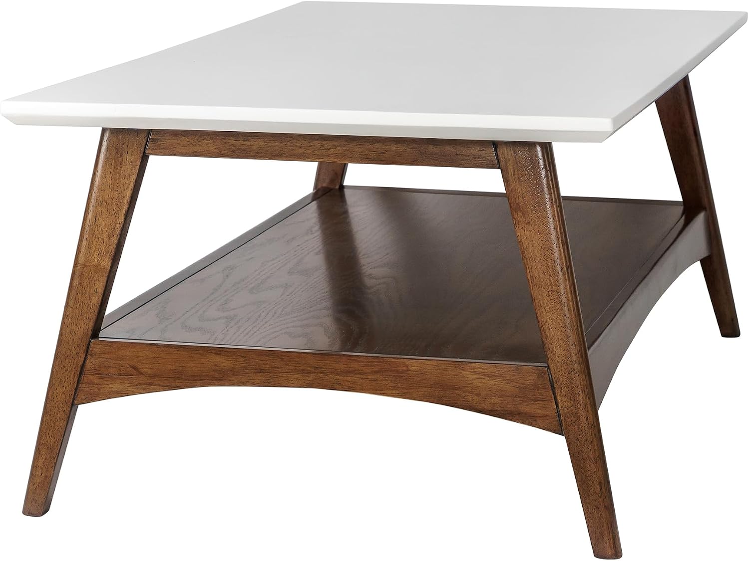 Madison Park Rectangular Wood Coffee Table With Solid Wood Frame & Legs, Living Room Coffee Tables With Storage Shelf, Accent Furniture For Living Room, Minimalist Decor - Off-White / Pecan Parker