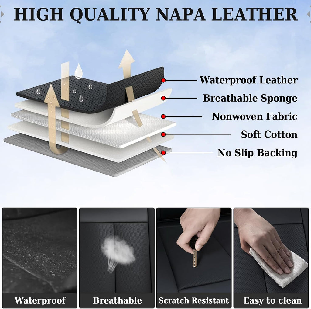 Coverado Dog Car Seat Cover for Back Seat Cover, Black Rear Car Seat Covers, 3-Pieces Waterproof Car Seat Cushion, Car Seat Protector, Leather Seat Cover Seat Protector Universal Fit Most Cars