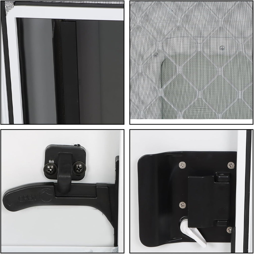 labwork Passenger RV Entry Door with Radius Corners on Top and Square Bottom with Screen Door and Window 26(W) × 36(H) White