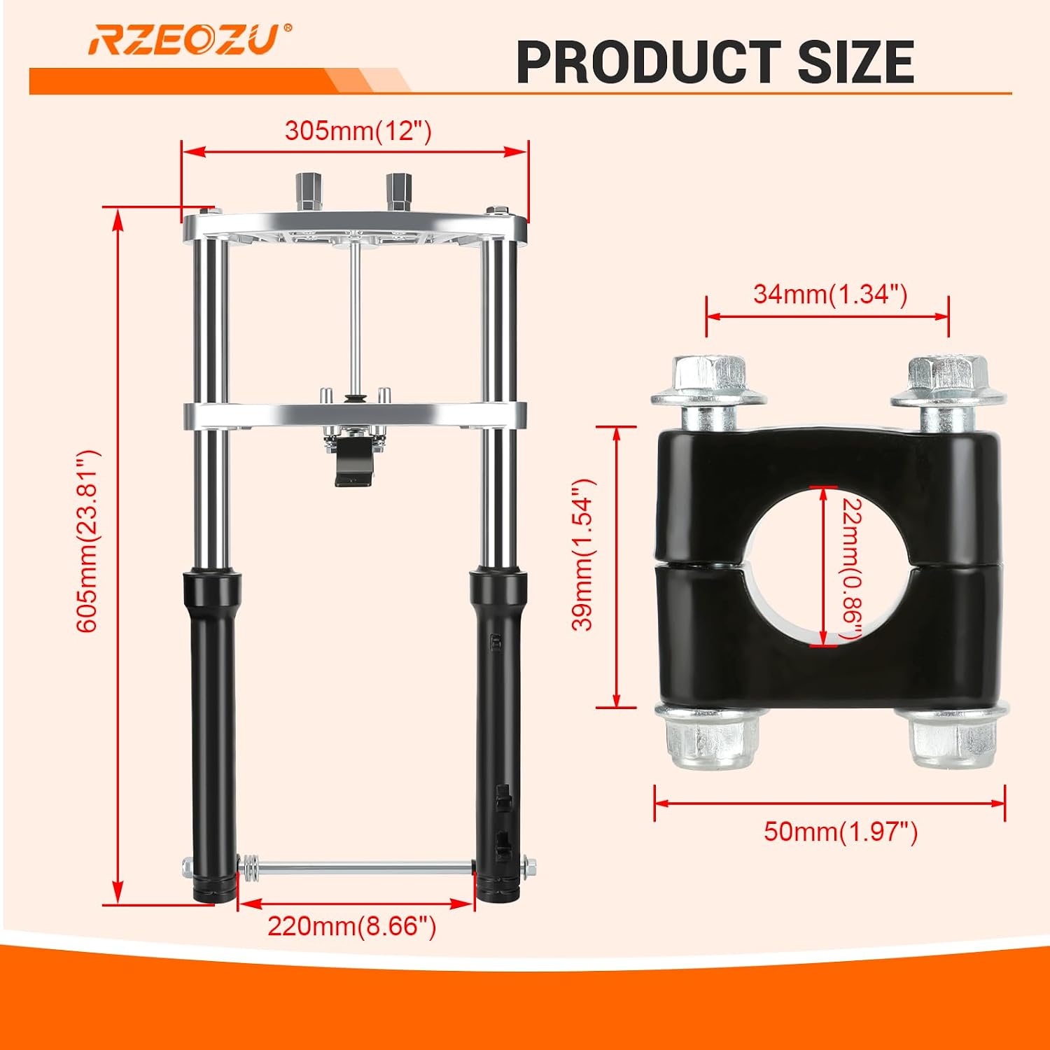 Mini Bike Front Suspension Forks Kit Replacement for Colemen CT200U CT200U-EX BT200X Axis M200 Minibike 196cc Shock Absorber 7/8 22mm Handlebar Risers Powersports Accessories Parts