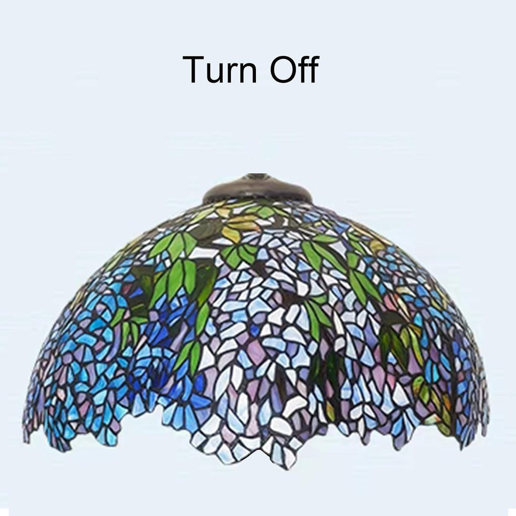22 Inch Lamp Shade Replacement Only Tiffany Stained Glass Christmas Home Decor Blue Wisteria Design Lampshades Flower Green Leaves Light Cover for Table Lamp Pendant Light Floor Lamp