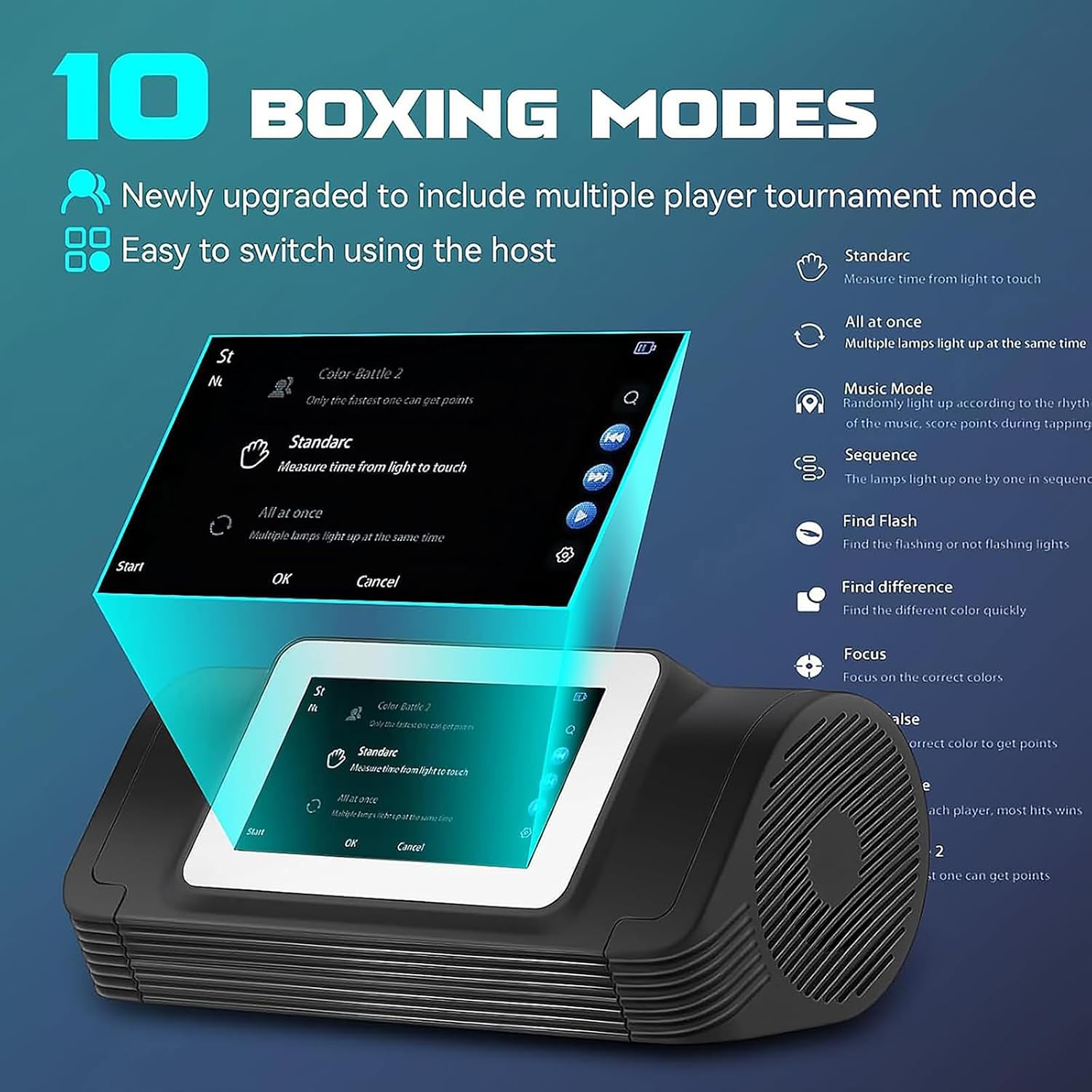 McbeAn Split Music Boxing Machine, Music Boxing Machine with Boxing Gloves,HD Screen，10 Mode & Speed Adjustable,Rhythm Light Strip，Music Punching Fitness,for Adults Children Exercise