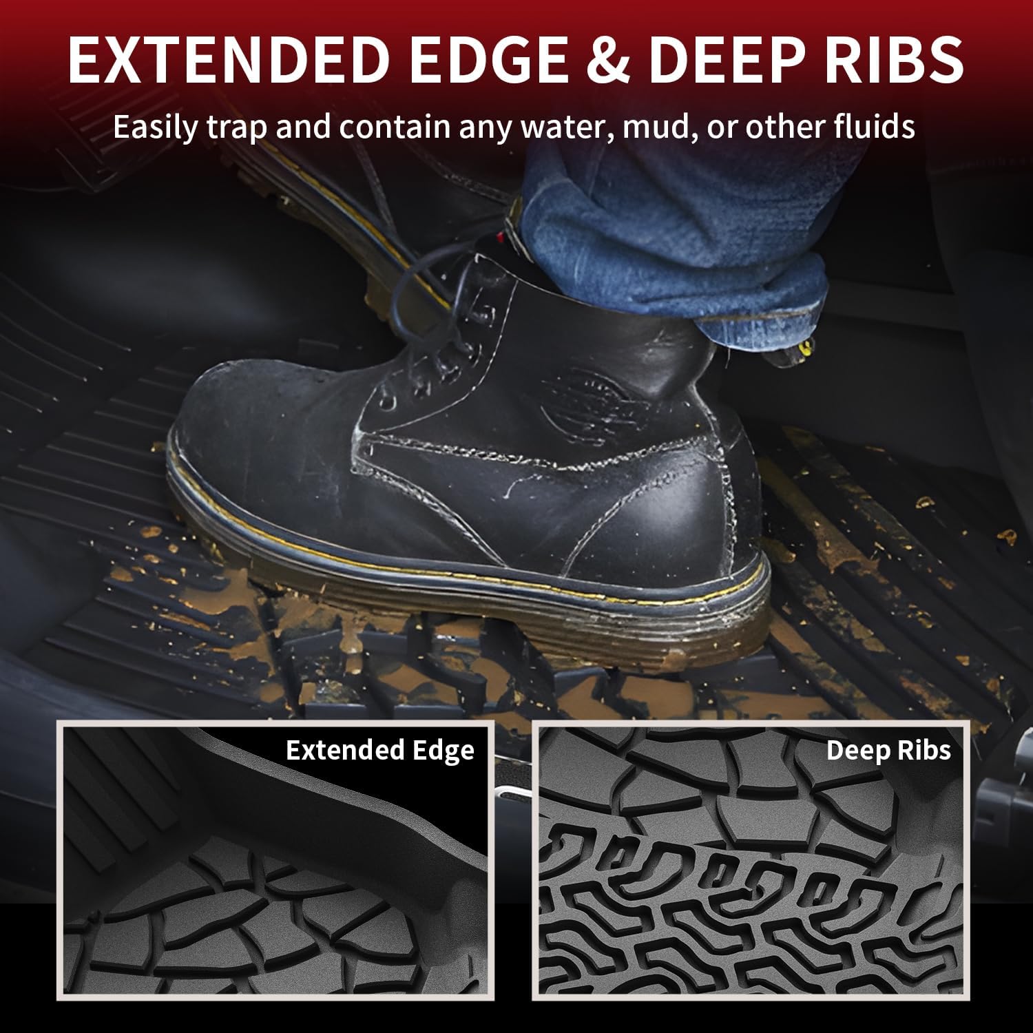 LASFIT Floor Mats & Cargo Liner for Ford Bronco 4-Door Carpet Floor Only 2026 2025 2024 2023 2022 2021 All Weather TPE SUV Trunk Mat Custom Fit Cargo Area Mat, 1st+2nd Row+Trunk Liner Full Set