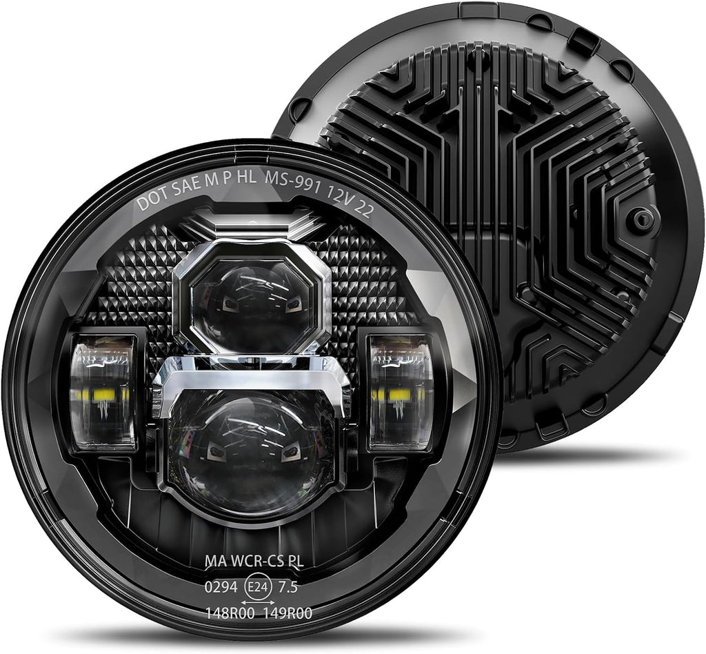 HWSTAR Pair New Upgraded 1000% Brighter Anti-glare 7 Inch Led Headlights Round Compatible with Jeep Wrangler JK JKU TJ LJ Chevy Ford GMC Dodge Mazda Nissan VW Mack etc DOT H6024 Hi/Low Sealed Beam