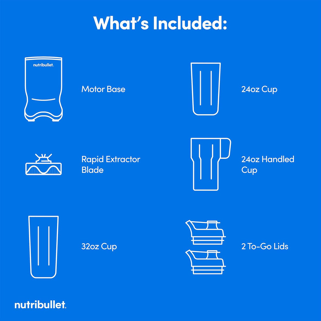 nutribullet® Ultra Personal Blender, 1200W, for Smoothies Shakes & Protein - Quietest Single-Serve Blender with Titanium Coated Blades, 3 BPA-Free Cups (32oz + 24oz), To-Go Lids, Dishwasher Safe