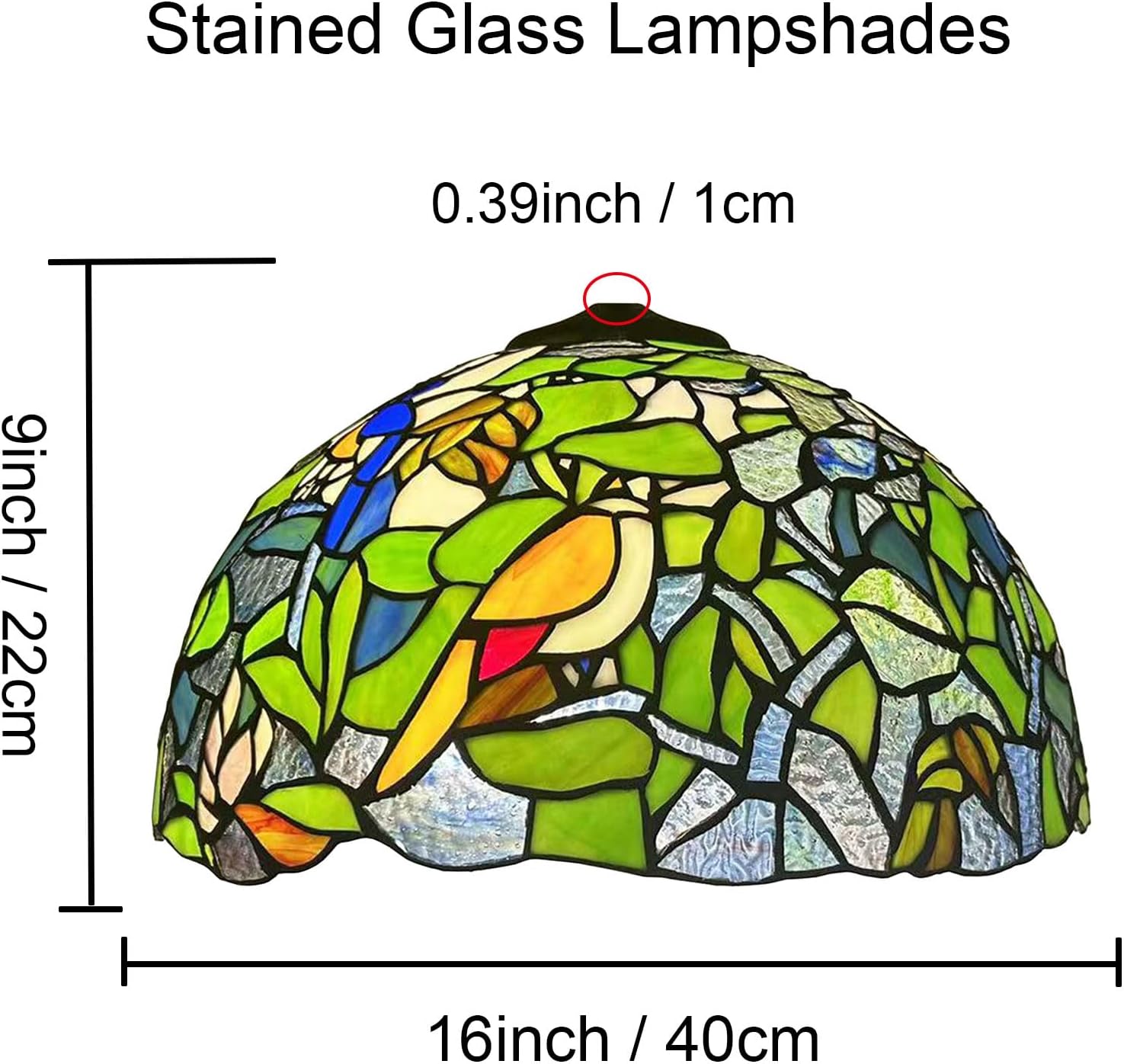 Tiffany Lamp Shade Replacement Only 16X9 Inch Victorian Stained Glass Lampshades, Vintage Green Parrot Light Cover for Table Lamp Floor Lamp Hanging Pendant lamp Ceiling Light