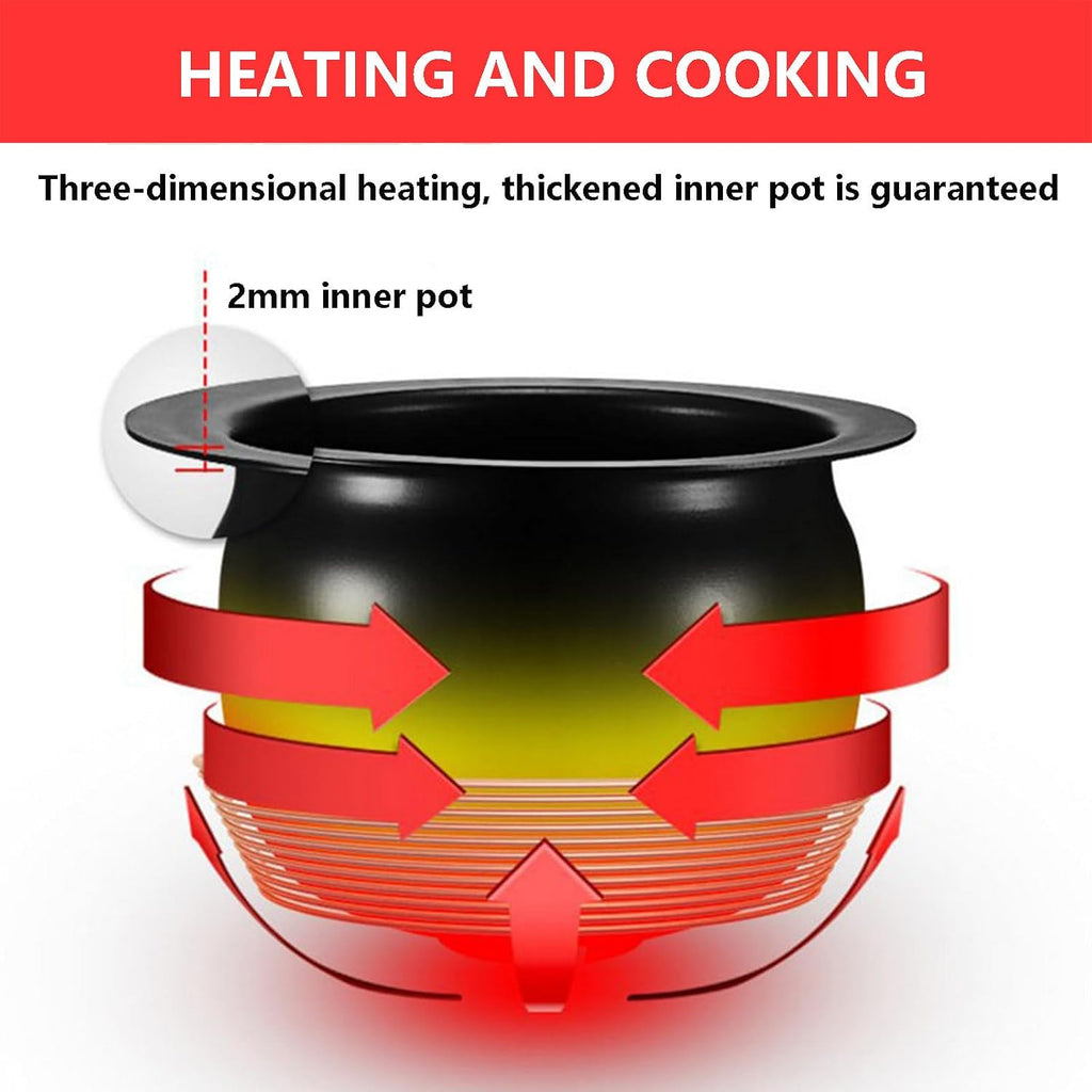 Automatic Stir Fry Machine, 360° Rotatable Food Steamer Stir Fry Robot, Aluminum Alloy Support Frame Automatic Slow Cooker For Kitchen Cooking, Rice, Soup, Frying, Stewing 6L