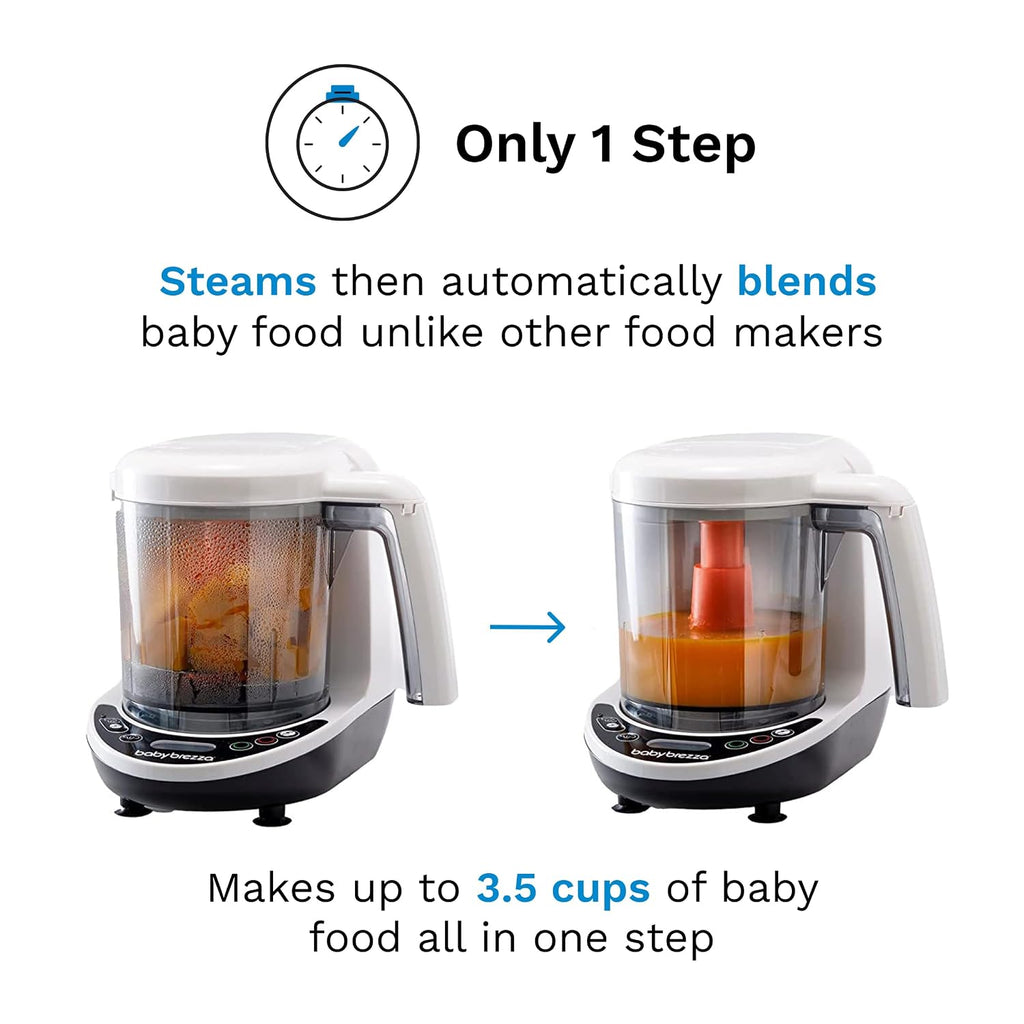 Baby Brezza One Step Baby Food Maker Deluxe – Auto shut Off, Dishwasher Safe Cooker and Blender to Steam + Puree Organic Food for Infants + Toddlers - Set of 3 Pouches + 3 Funnels