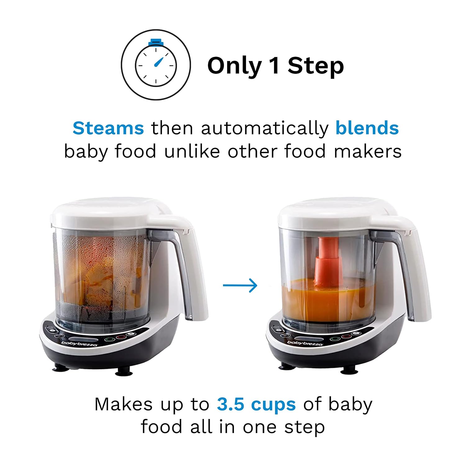 Baby Brezza One Step Baby Food Maker Deluxe – Auto shut Off, Dishwasher Safe Cooker and Blender to Steam + Puree Organic Food for Infants + Toddlers - Set of 3 Pouches + 3 Funnels