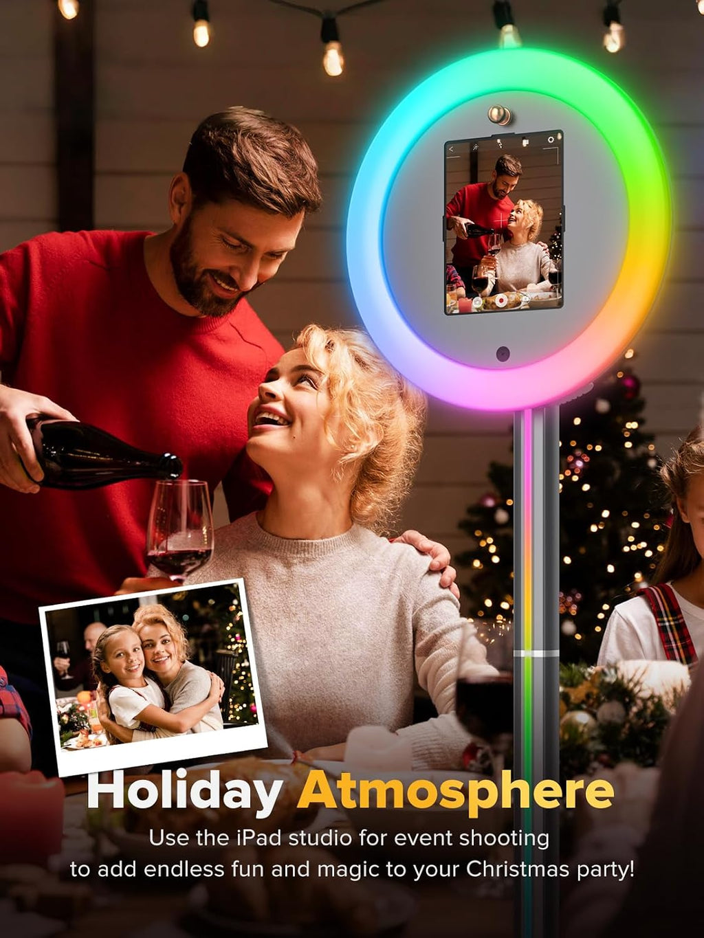 Photo Booth Machine for Weddings & Events - NESON Portable Selfie Machine, Professional RGB Lighting for Guest Interaction, Fits All iPad Pro/Air Models