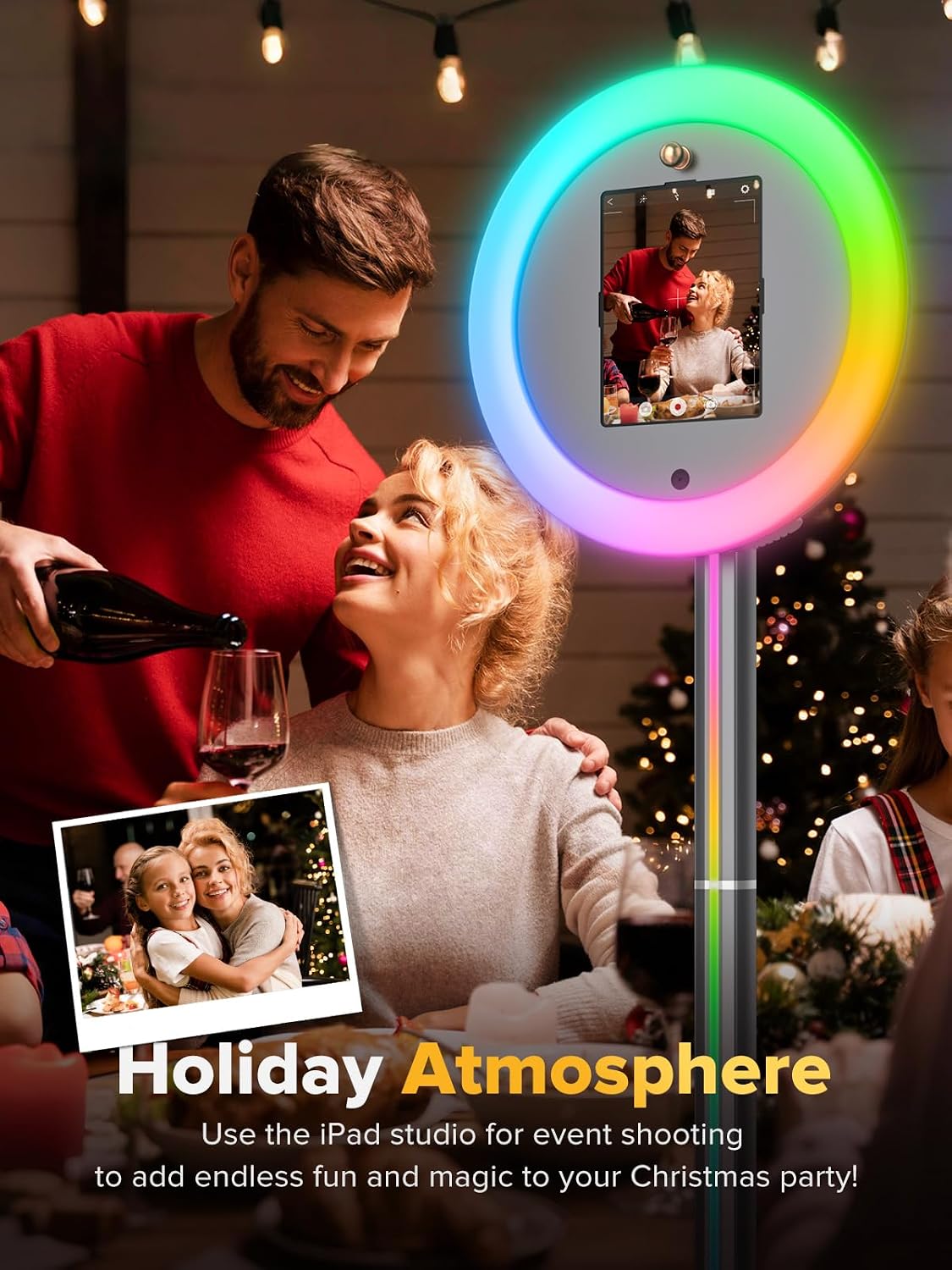 Photo Booth Machine for Weddings & Events - NESON Portable Selfie Machine, Professional RGB Lighting for Guest Interaction, Fits All iPad Pro/Air Models