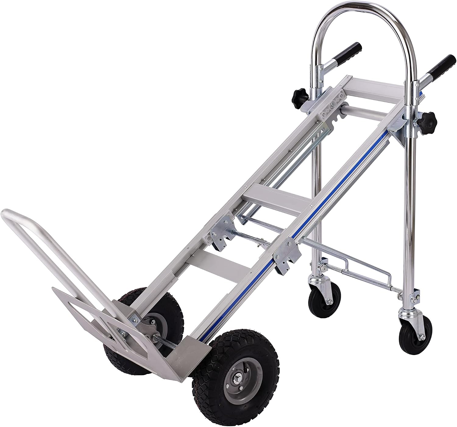 3 in 1 Convertible Hand Truck Dolly, Heavy-Duty Aluminum Hand Truck, 1000 lb Platform / 660 lb Upright Capacity Utility Cart with 10″ Pneumatic Wheels for Warehouse, Factory, Construction