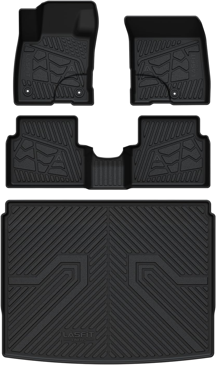 LASFIT Floor Mats and Cargo Mat for 2021-2026 Ford Bronco Sport Carpet Floor, Rear Bump in The Cargo Area, All Weather TPE SUV Floor Liners Cargo Area Custom Fit Trunk Mat