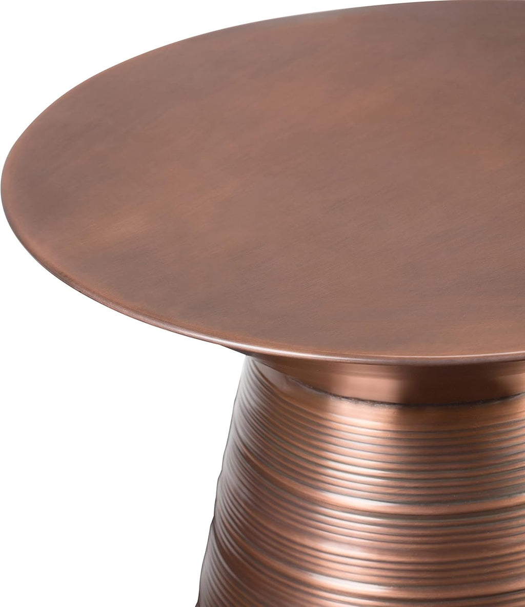 SIMPLIHOME Sheridan Metal Table - 18' Wide x 20' High Solid Metal Round Side Table in Aged Copper, Industrial Accent Table for Living Room, Bedroom, or Office with Sculptural Design, Assembled
