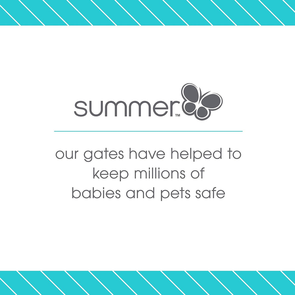 Summer Infant Anywhere Decorative Walk-Thru Pet and Baby Gate, 28' - 42.5' Wide, 30' Tall, Pressure Mounted, Insall In-between Rooms and Doorways, Walnut Wood with Metal Charcoal Accents