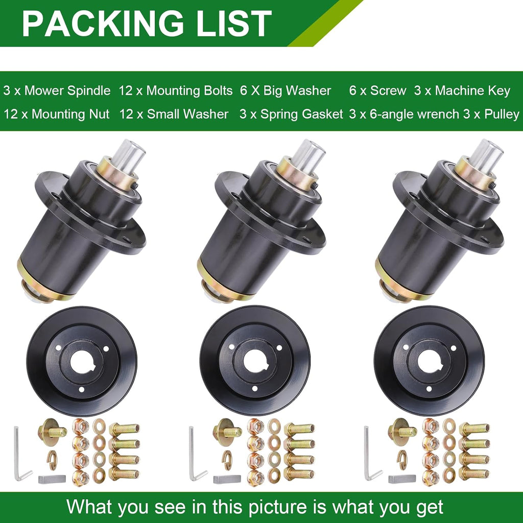 037-6015-50 037-6015-00 Spindle Assembly with 033-6003-00 Pulley - Fits 48 Inch Mower Decks Bad Boy Maverick ZT Elite 48-Inch (3-Pack)