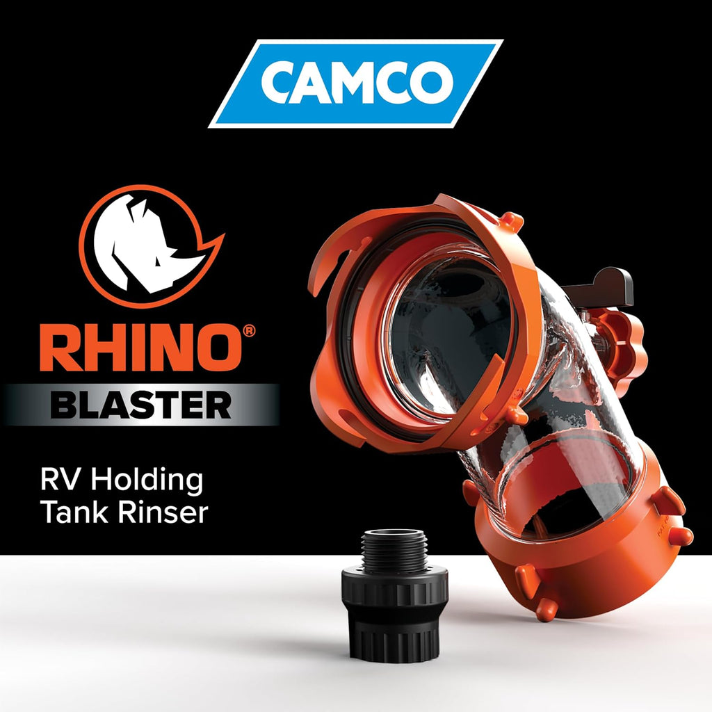 Camco Rhino Blaster RV Tank Rinser with Backflow Preventer - RV Accessories for Toilet and Waste Tank Cleaning - Essential Camper Supplies for Odor Control and Sensor Maintenance - (39080),(Pack of 4)