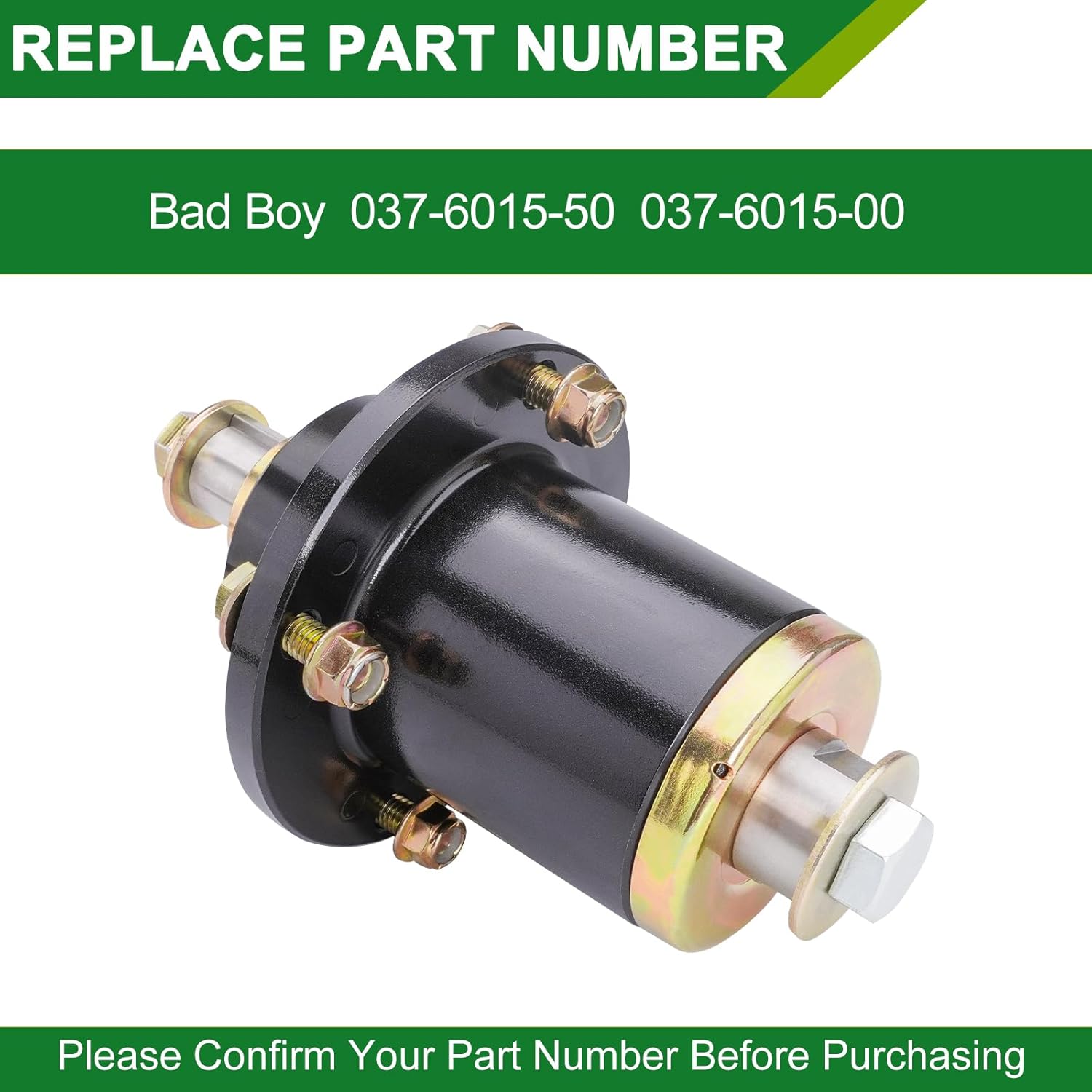 037-6015-50 Spindle Assembly - Fits Bad Boy CZT 42' 48' 50' 52' 54' 60' Deck, ZT 50' 60' Deck, ZT Elite/ZT Elite Limited 54' 60', Pup/Pup Lightning 48' 52' 60' 72' Deck, Replaces 037-6015-00(3-Pack)
