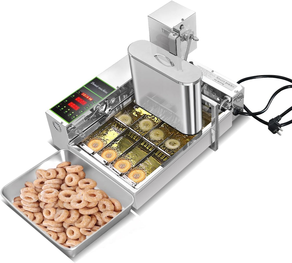 Kolice Commercial Mini Donuts Making Machine Frying Donuts Makchine - 4-Rows Production, 5.5L Hoppers, 1,800 Pcs Per Hour, Auto Counting, Timer and Temperature Control