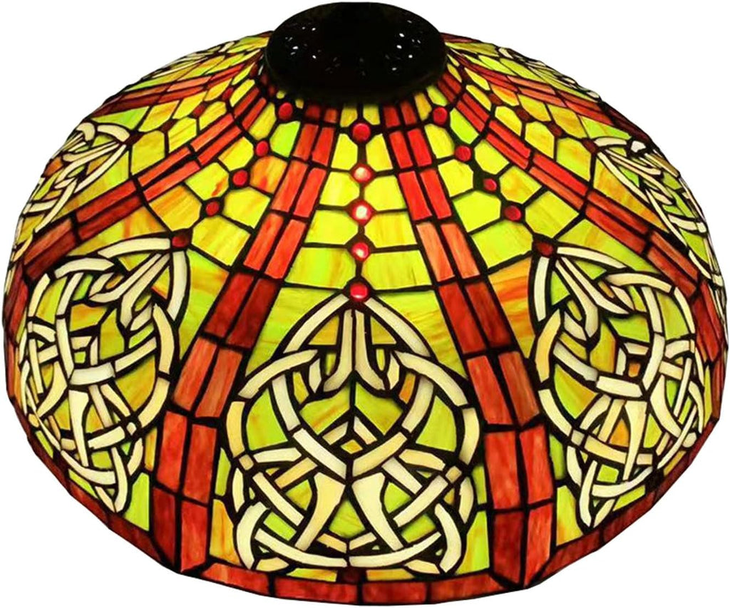 Tiffany Lamp Shade Replacement Only 16X9 Inch Victorian Stained Glass Lampshades, Vintage Red Green Light Cover for Table Lamp Floor Lamp Hanging Pendant lamp Ceiling Light