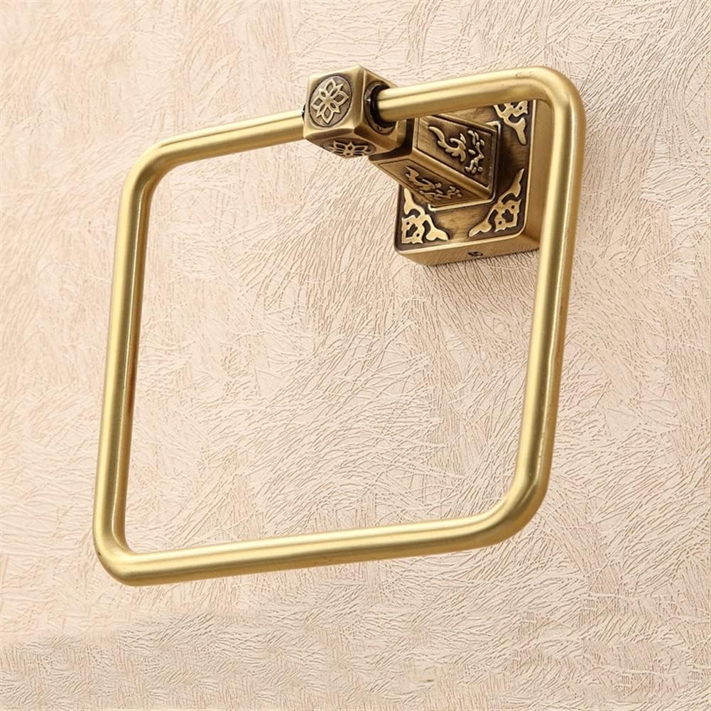 Bathroom Bath Towel Holder, Hand Towel Ring, 1PC Brass Towel Ring, European Style Antique Square Towel Rack Pendant Carved Towel Rack Hangers, Accessories Wall Moun