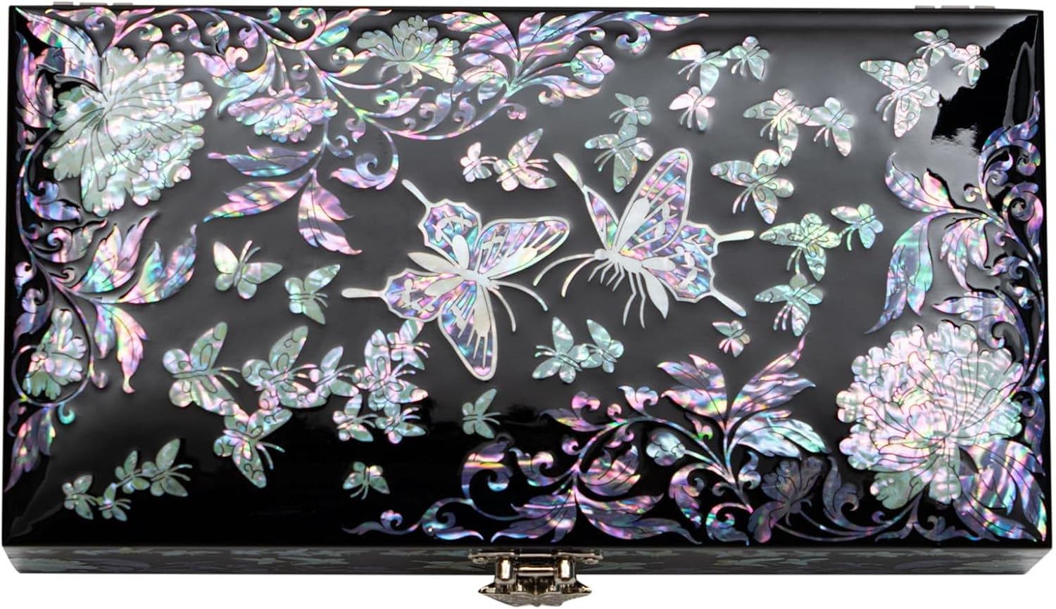 February Mountain Butterfly Pearl Jewelry Box with Removable ring tray - Ideal Gift for Her on Any Occasion