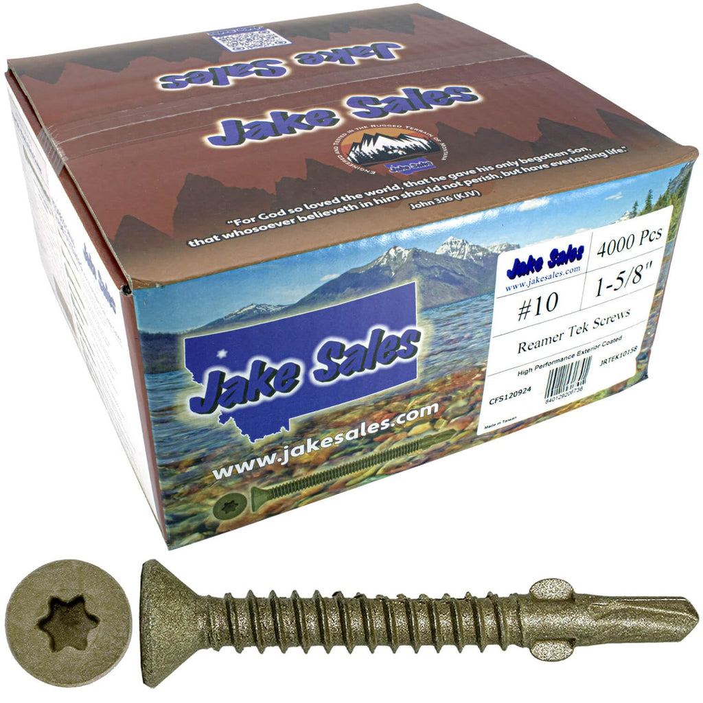 Jake Sales #10x1-5/8 Reamer Tek Torx/Star Head Self-Drilling Wood to Metal Screws - for Flatbeds, Trailers or Fastening Wood to Steel -T-25 Torx Screw Head (Full Box 4000 Screw Count)