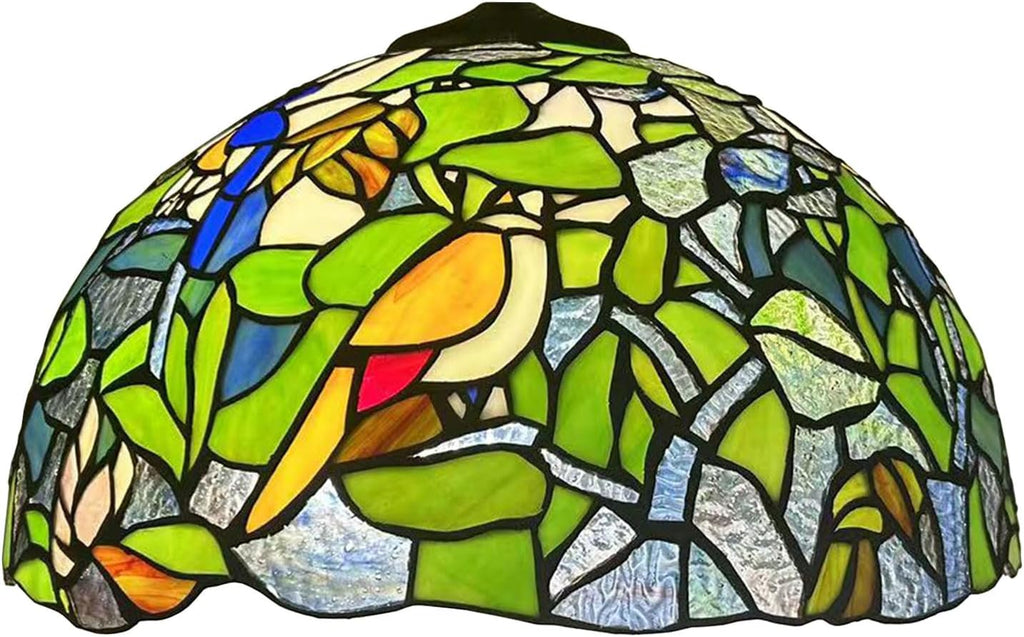 Tiffany Lamp Shade Replacement Only 16X9 Inch Victorian Stained Glass Lampshades, Vintage Green Parrot Light Cover for Table Lamp Floor Lamp Hanging Pendant lamp Ceiling Light