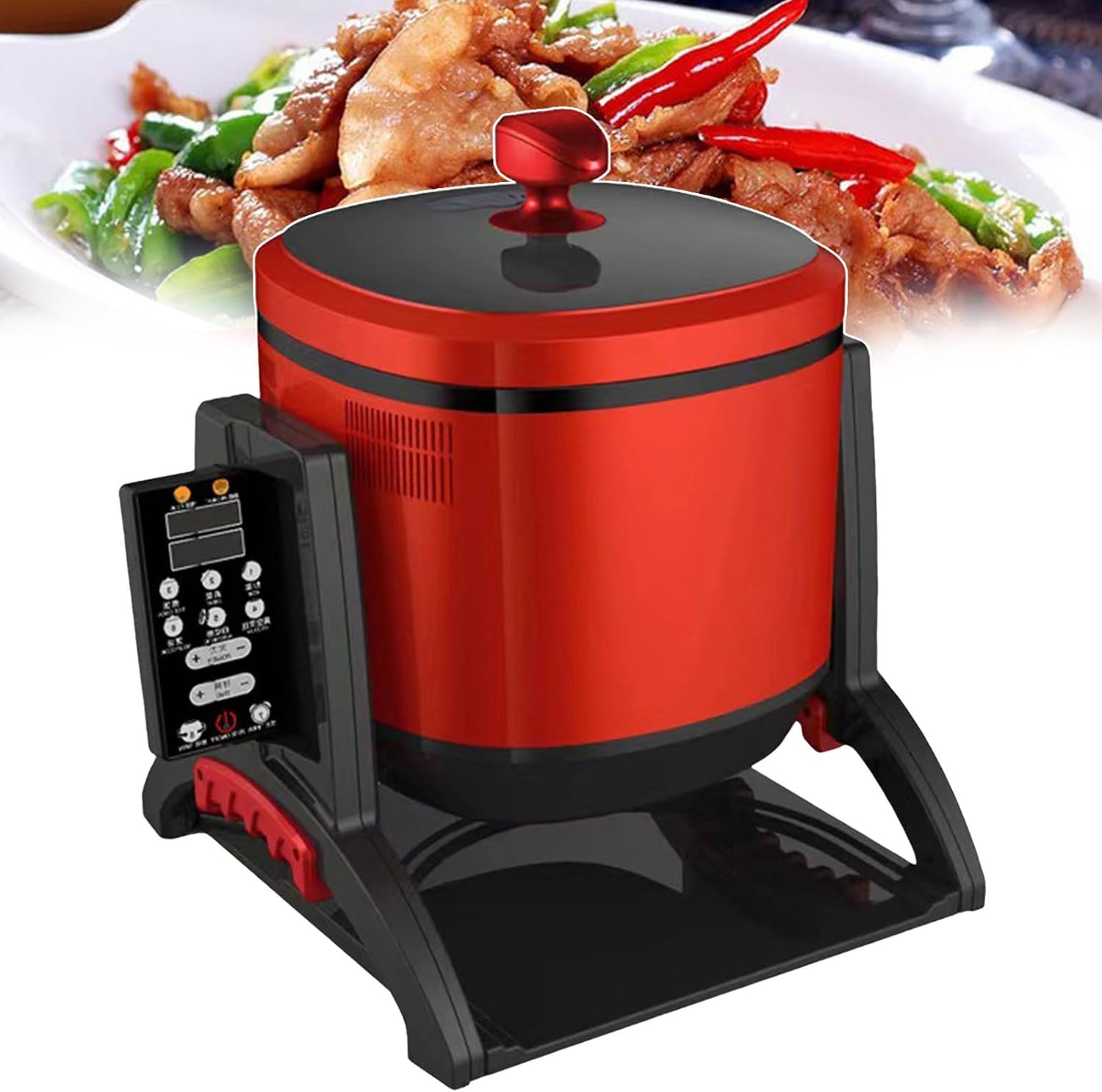 Automatic Stir Fry Machine, 360° Rotatable Food Steamer Stir Fry Robot, Aluminum Alloy Support Frame Automatic Slow Cooker For Kitchen Cooking, Rice, Soup, Frying, Stewing 6L