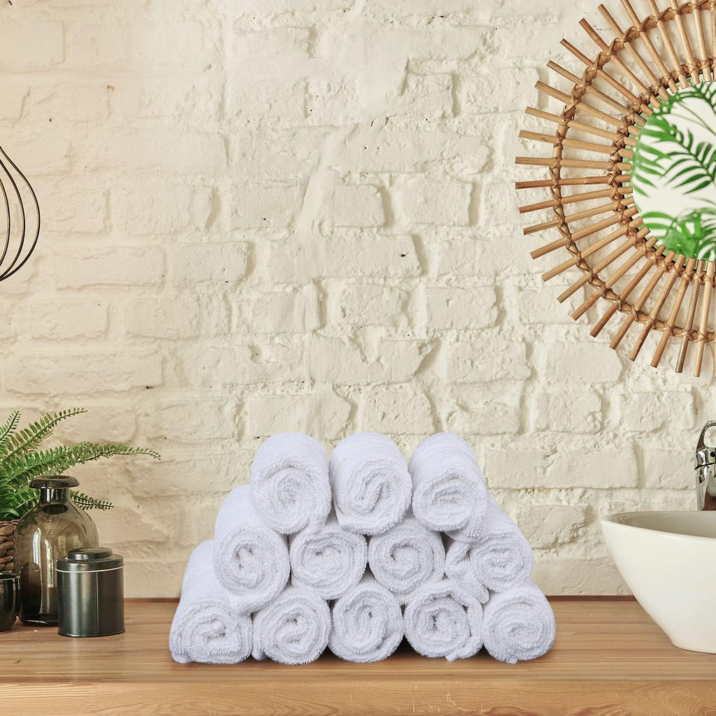 Utopia Towels - Luxury Wash Cloths Set (12 x 12 Inches) 600 GSM 100% Cotton Ring Spun, Highly Absorbent and Soft Feel Washcloths for Bathroom, Spa, Gym, and Face Towel (White) (216 Pack)