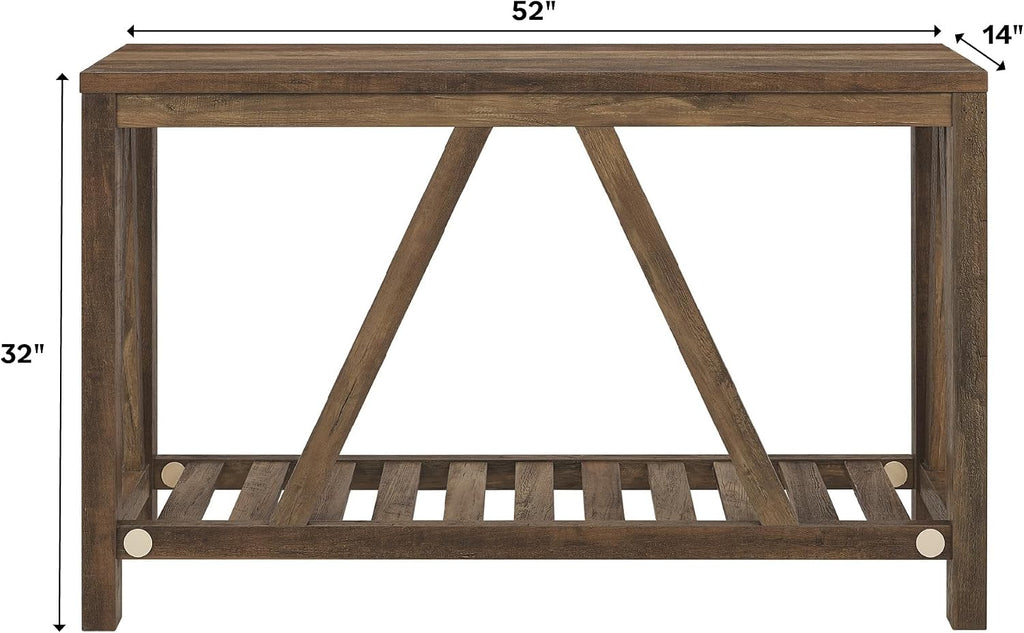 Walker Edison Modern Farmhouse Accent Entryway Table Entry Table Living Room End Table, 52 Inch, Rustic Oak