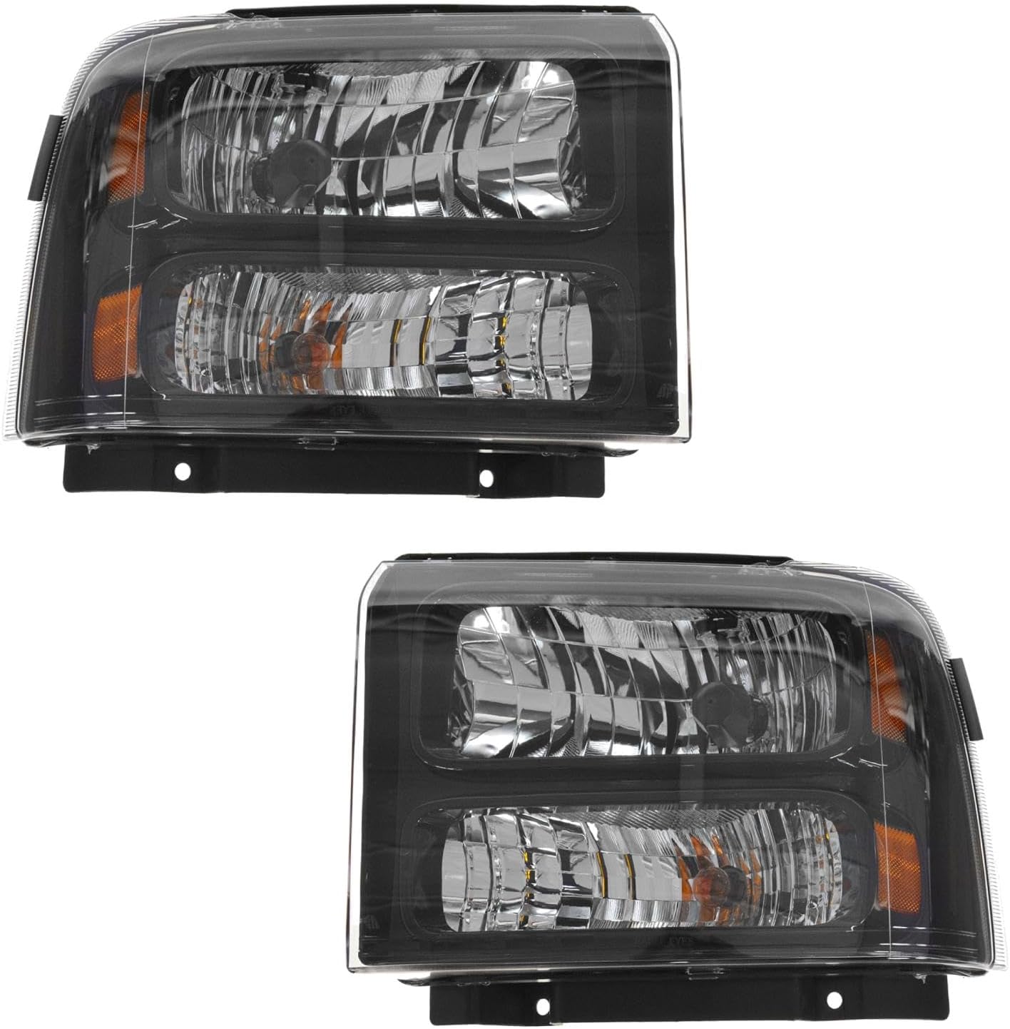TRQ 2 Piece Headlight Assembly Set Driver & Passenger Side Compatible with F250 Super Duty F350 Super Duty 2005-2007 Harley-Davidson Edition FO2502224 FO2503224 6C3Z13008CB 6C3Z13008DB