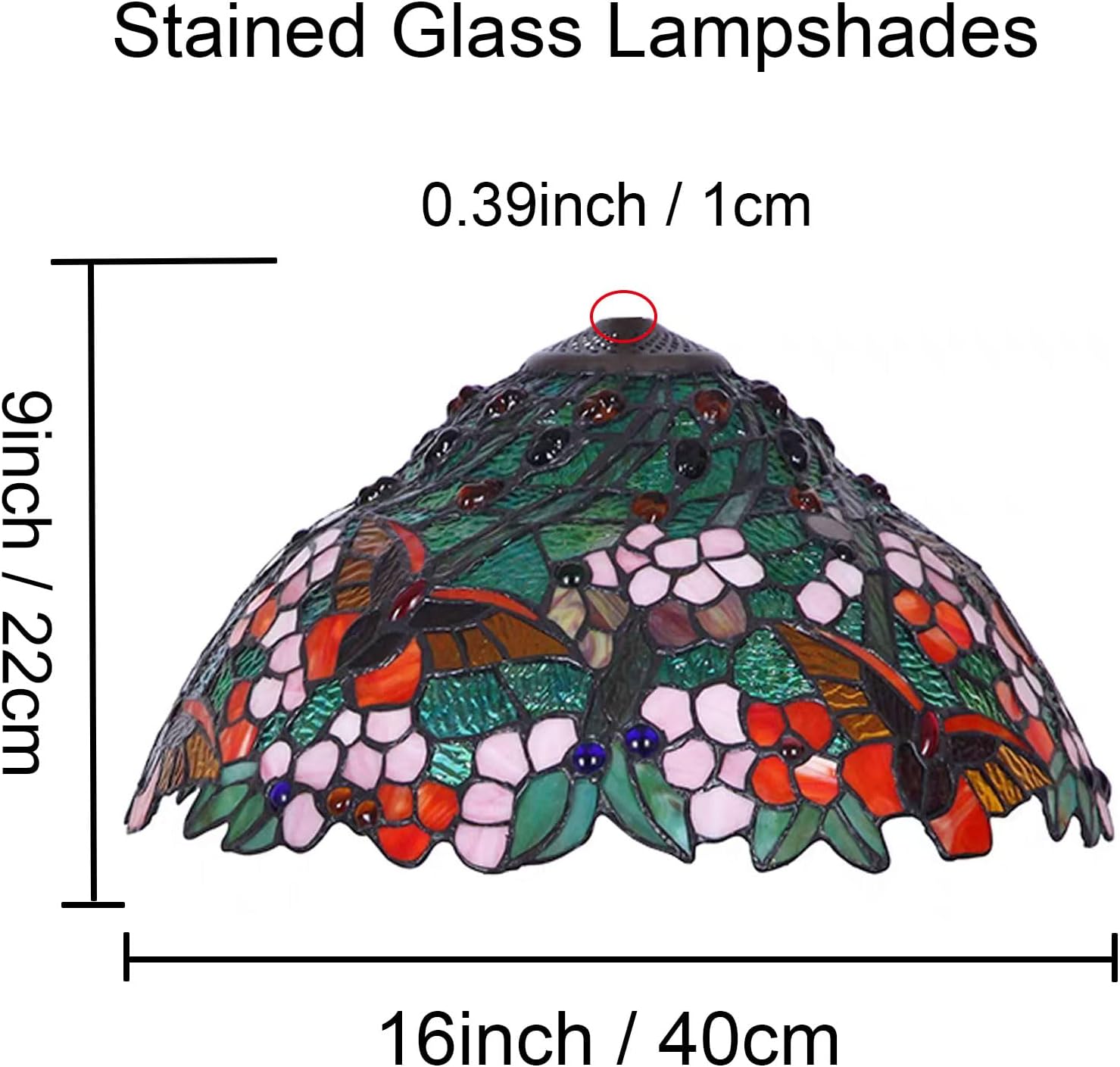 Tiffany Lamp Shade Replacement, 16 Inch Stained Glass Lampshades Antique Butterfly Cherry Blossom Crystal Beads Design Light Cover Only for Table Lamp Floor Lamp Pendant lamp Ceiling Light